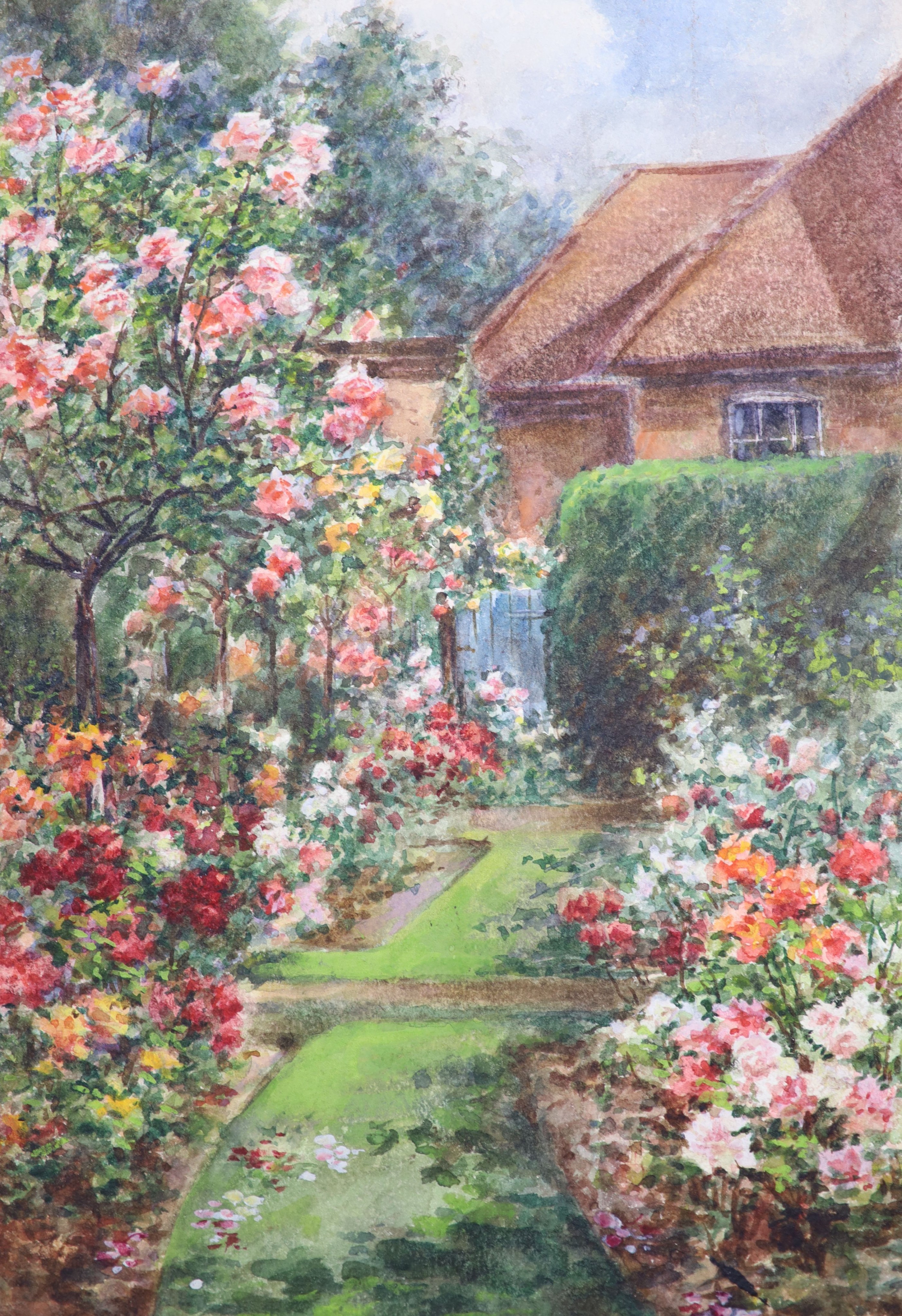 Annie Louise Pressland (1862-1933), watercolour, a group of four small garden studies